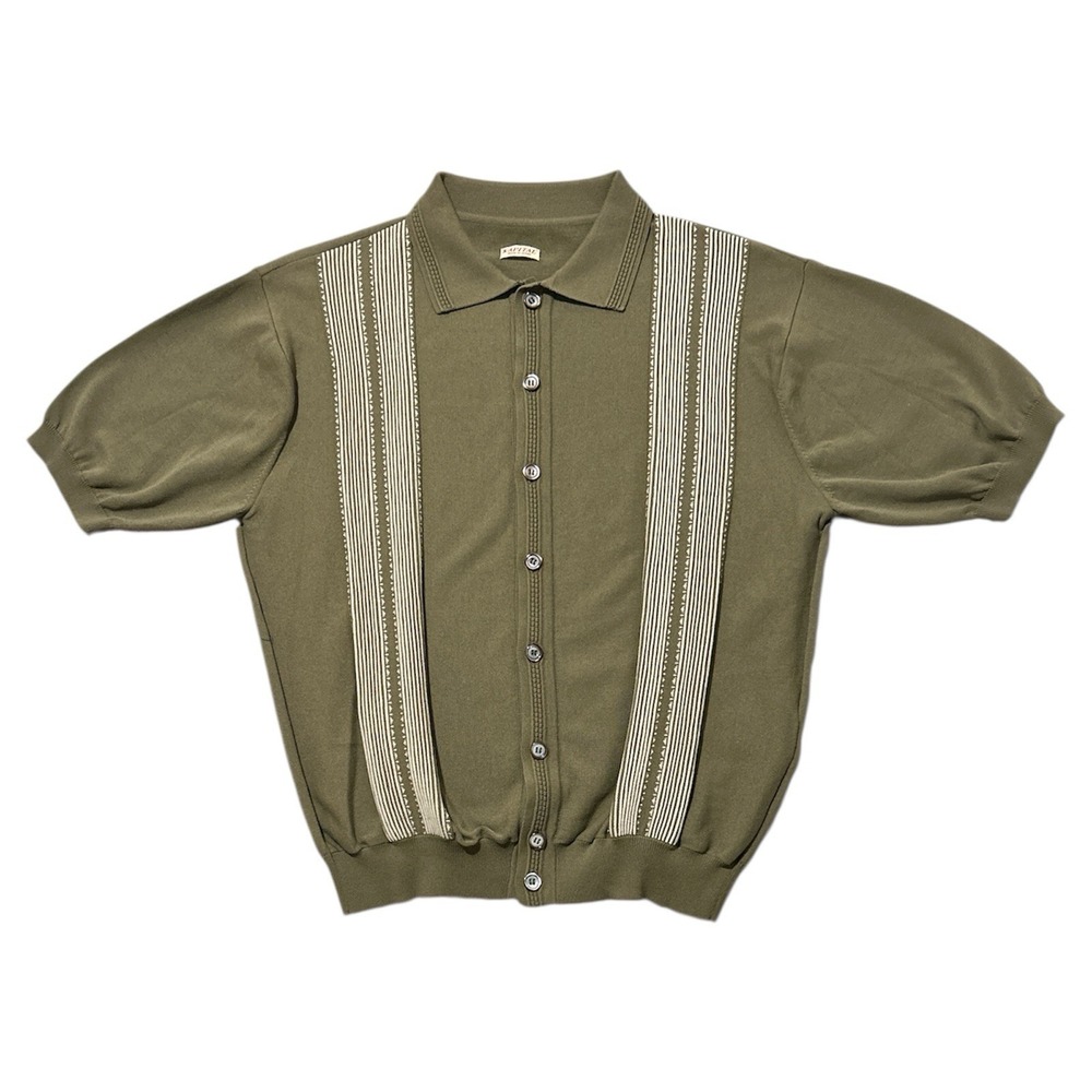 KAPITAL 14G Cotton Knit Oyster Aloha Polo Size 3 Olive Green